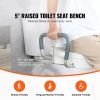 Raised Toilet Seat, 5" Height Raised, 350 lbs Weight Capacity, for Round and Elongated Toilet, Twist Lock Installation,19.1" - 21.7" Adjustable Width
