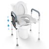 Raised Toilet Seat, 7-Position Height Adjustment 19.3" - 25.2", 350lbs Weight Capacity, with Comfort Padded Aluminum Frame