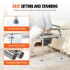 Commode Chair, Bedside Commode with Padded Seat and Arms, 7-Level Adjustable Height, 5.8L Removable Bucket, Easy to Assemble, 350 LBS Capacity