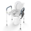 Raised Toilet Seat, 7-Position Height Adjustment 19.3" - 25.2", 350lbs Weight Capacity, with Comfort Padded Aluminum Frame