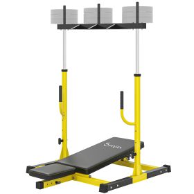 Vertical Leg Press Machine with Adjustable Leg, Back, and Head Positions, 1" Standard Plate Compatible, Yellow (Option: Yellow-1160x470x310 mm)