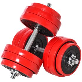 66lbs Dumbbell & Barbell Adjustable Set Two-In-One Strength Muscle Exercise Fitness Plate Bar Clamp Rod for Home Gym (Color: default)